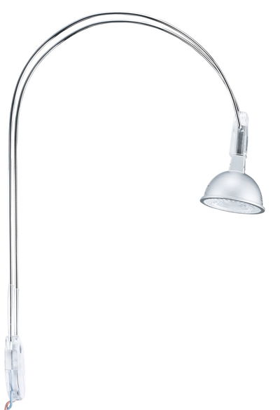 Applique murale LED flexible moderne argentée avec support transparent pour lecture