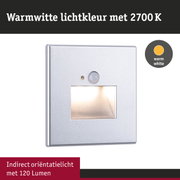 Zilverkleurige metalen indirecte oriëntatielamp met warm wit licht van 2700K en 120 lumen
