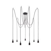 Modern black metal pendant light with multiple cables and sockets for stylish living room lighting