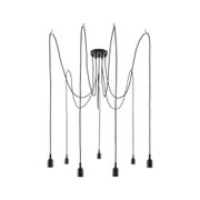Modern black metal pendant light with multiple cables and sockets for stylish living room lighting