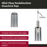 URail 2Easy Pendelleuchte mit Rauchglas-Glasschirm und verstellbarem Kabel für moderne Beleuchtung