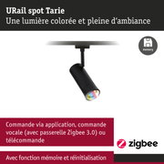 Spot URail Tarie noir avec lumière colorée et fonction mémoire pour commande Zigbee intelligente