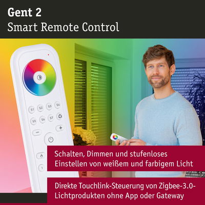 Weiße Gent 2 Smart Remote Control mit Farbkreis zur Steuerung von Zigbee-3.0 Lichtprodukten ohne App