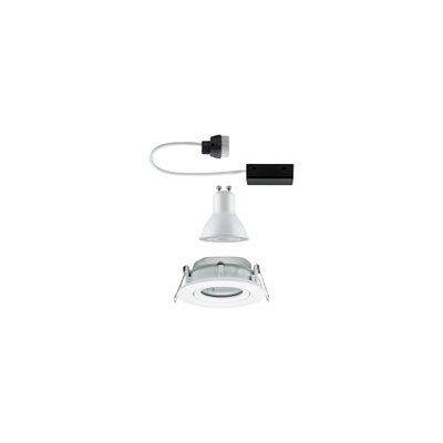 White recessed spotlight with GU10 LED bulb and connector cable for energy-efficient lighting