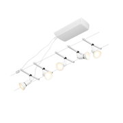 White metal LED track lighting with multiple adjustable spotlights for modern interiors