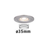 Ronde inbouwspot van geborsteld aluminium in zilver met 35 mm diameter voor LED-verlichting