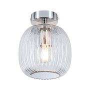 Plafonnier en verre transparent cannelé avec métal chromé au design moderne pour intérieur