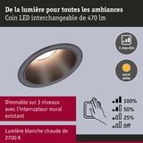 Spot LED encastrable lumière blanc chaud 2700K, dimmable en 3 niveaux avec interrupteur mural