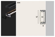 Black aluminum LED profile with cover and end cap, dimensions 17x9 mm, for LED strips.