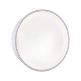 Round white LED ceiling light made of plastic with soft illumination for living spaces and hallways