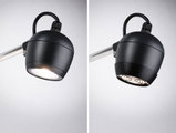 Projecteurs LED noirs avec boîtier en métal et bras flexible, adaptés à l'éclairage intérieur moderne.