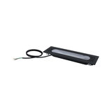 Black metal LED recessed light with cable for modern indoor lighting and energy-efficient illumination.