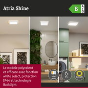 Plafonnier LED Atria Shine avec fonction white select, protection IP44 et technologie Backlight