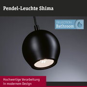 Schwarze Pendel-Leuchte Shima aus Metall für Badezimmer mit modernem Design und LED-Licht