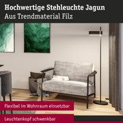 Stehleuchte Jagun aus Filz in Schwarz mit schwenkbarem Leuchtenkopf für flexibles Wohnraumlicht