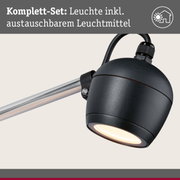 Schwarze Metall-Spotleuchte mit austauschbarem Leuchtmittel und verstellbarem Arm für Innenbeleuchtung