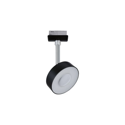 Spot LED noir avec lampe ronde et tige argentée pour éclairage intérieur moderne