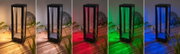 Moderne schwarze Außenleuchte aus Metall mit Glas in verschiedenen LED-Farben für Gartenbeleuchtung