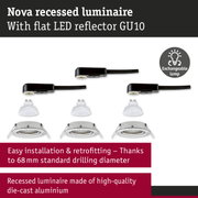 Nova recessed luminaire in white die-cast aluminium with GU10 LED socket and exchangeable lamp
