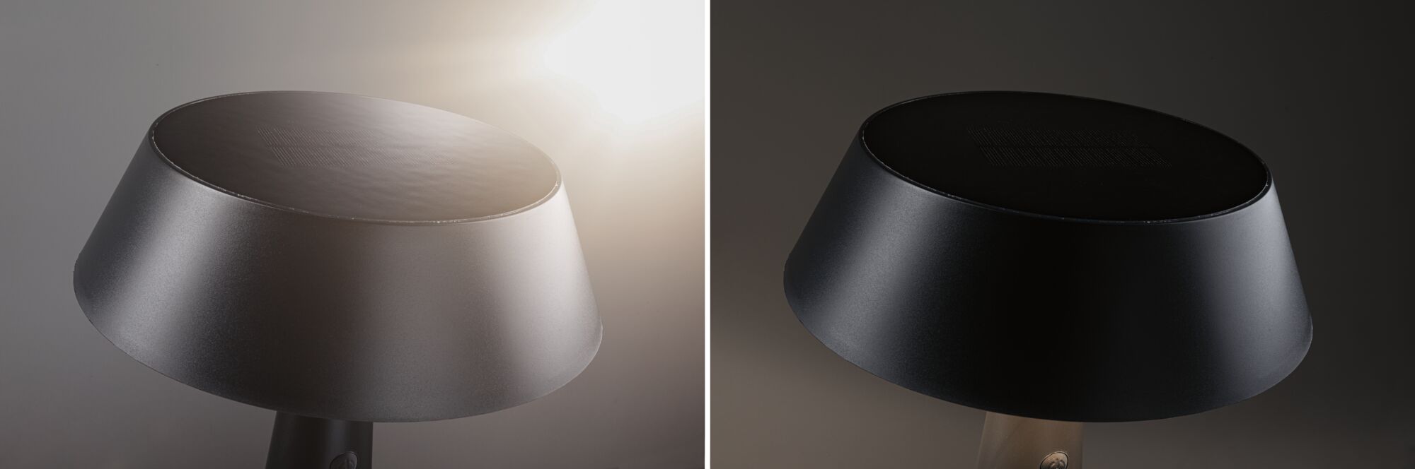 Modern black metal LED outdoor lamp head with matte finish for garden lighting solutions