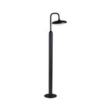 Lampadaire extérieur noir en métal avec abat-jour rond et diffuseur blanc pour éclairage de jardin