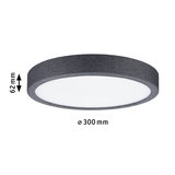 Runde Deckenleuchte mit grauem Stoffrand und weißem Diffusor, 300 mm Durchmesser, LED Wohnzimmerlampe