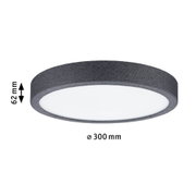 Runde Deckenleuchte mit grauem Stoffrand und weißem Diffusor, 300 mm Durchmesser, LED Wohnzimmerlampe