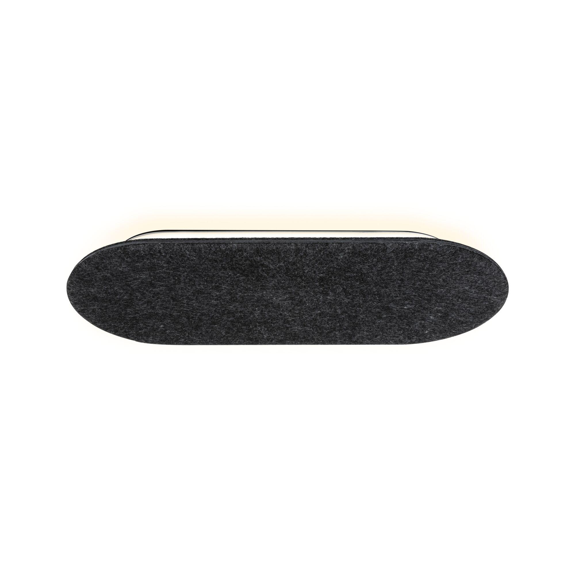 Oval wall light with black felt cover and warm white LED for modern interior lighting