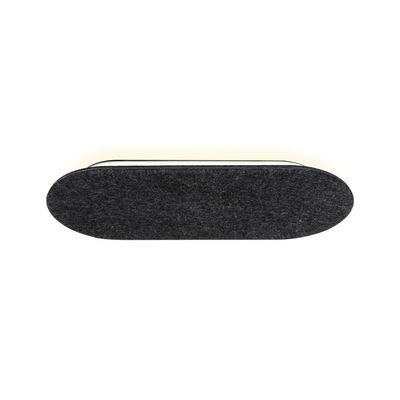 Oval wall light with black felt cover and warm white LED for modern interior lighting