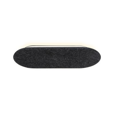 Applique murale ovale avec revêtement en feutre noir et LED blanc chaud pour intérieur moderne