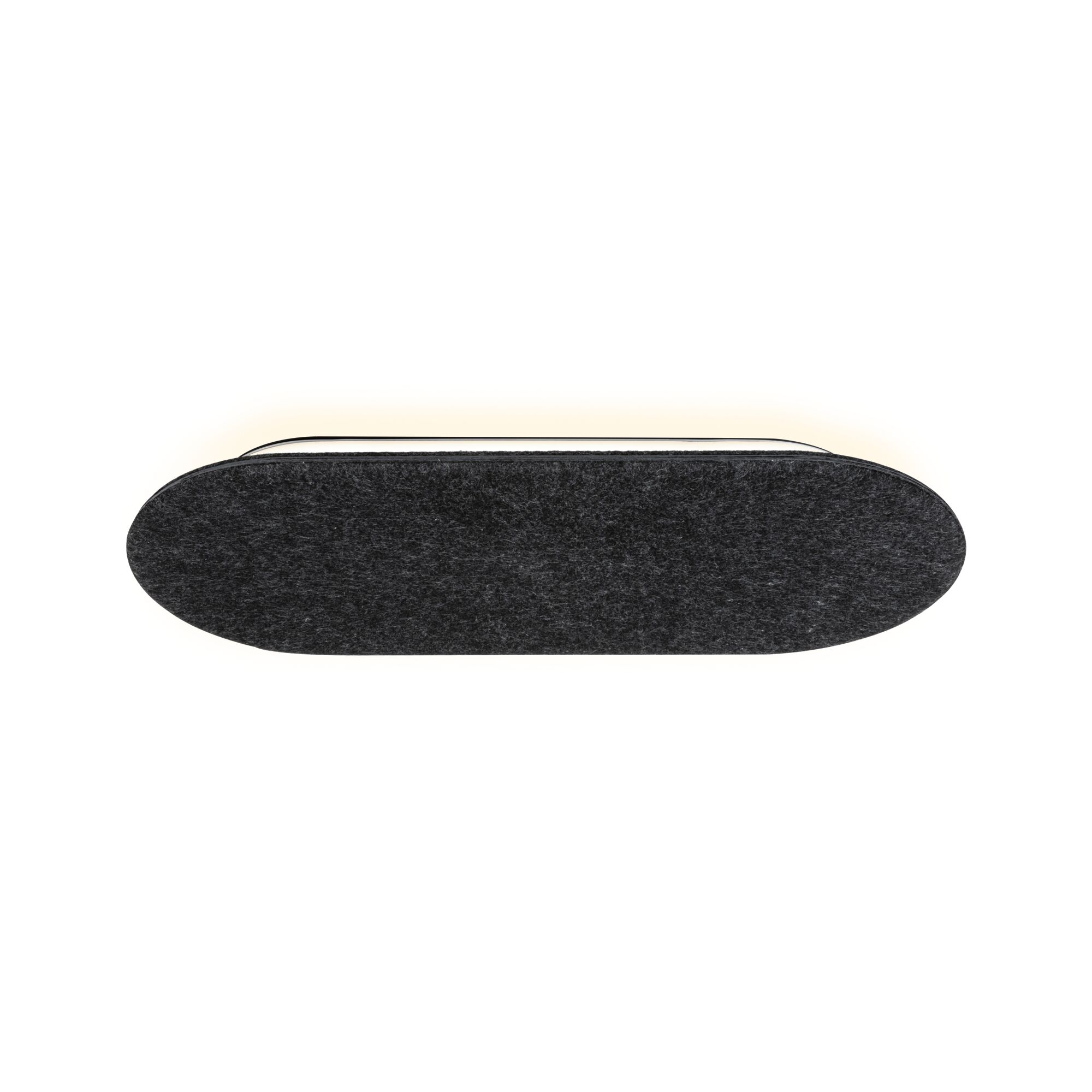 Oval wall light with black felt cover and warm white LED for modern interior lighting