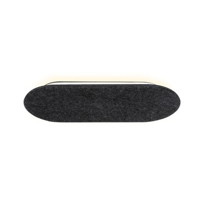 Oval wall light with black felt cover and warm white LED for modern interior lighting