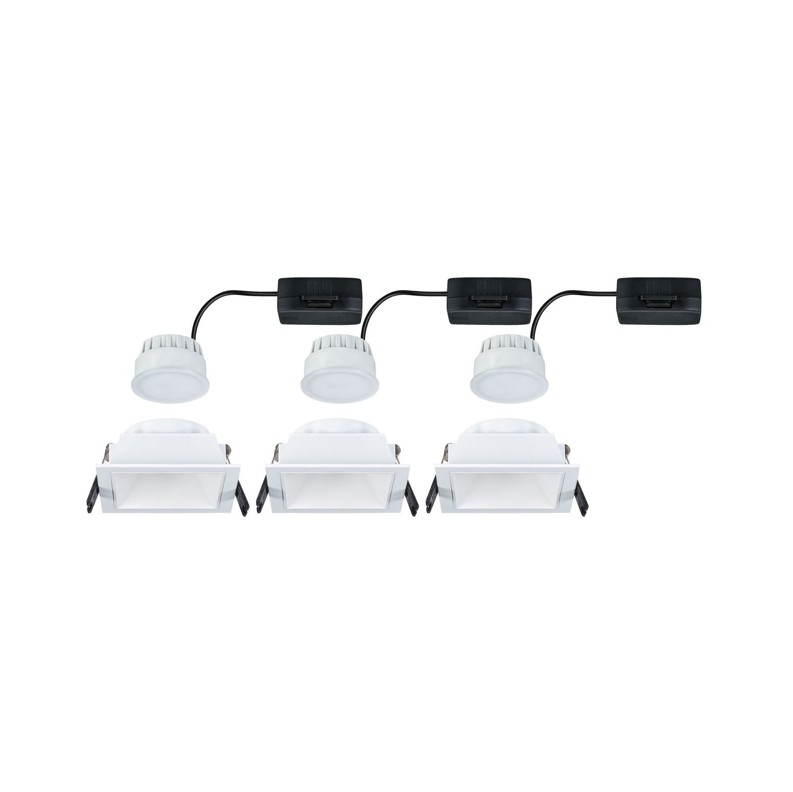 LED Recessed luminaire 3-Step-Dim Cole Coin Basic Set IP44 square 88x88mm Coin 3x6W 3x470lm 230V dimmable 2700K White