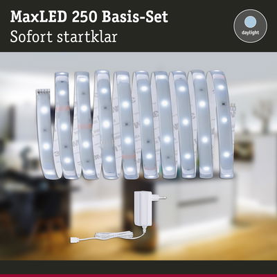MaxLED 250 Basis-Set mit weißen LED-Lichtstreifen und Netzteil für Tageslichtbeleuchtung