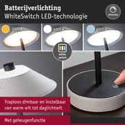 Dimbare batterij-LED-verlichting met WhiteSwitch-technologie, wit met leerlook, traploos instelbaar