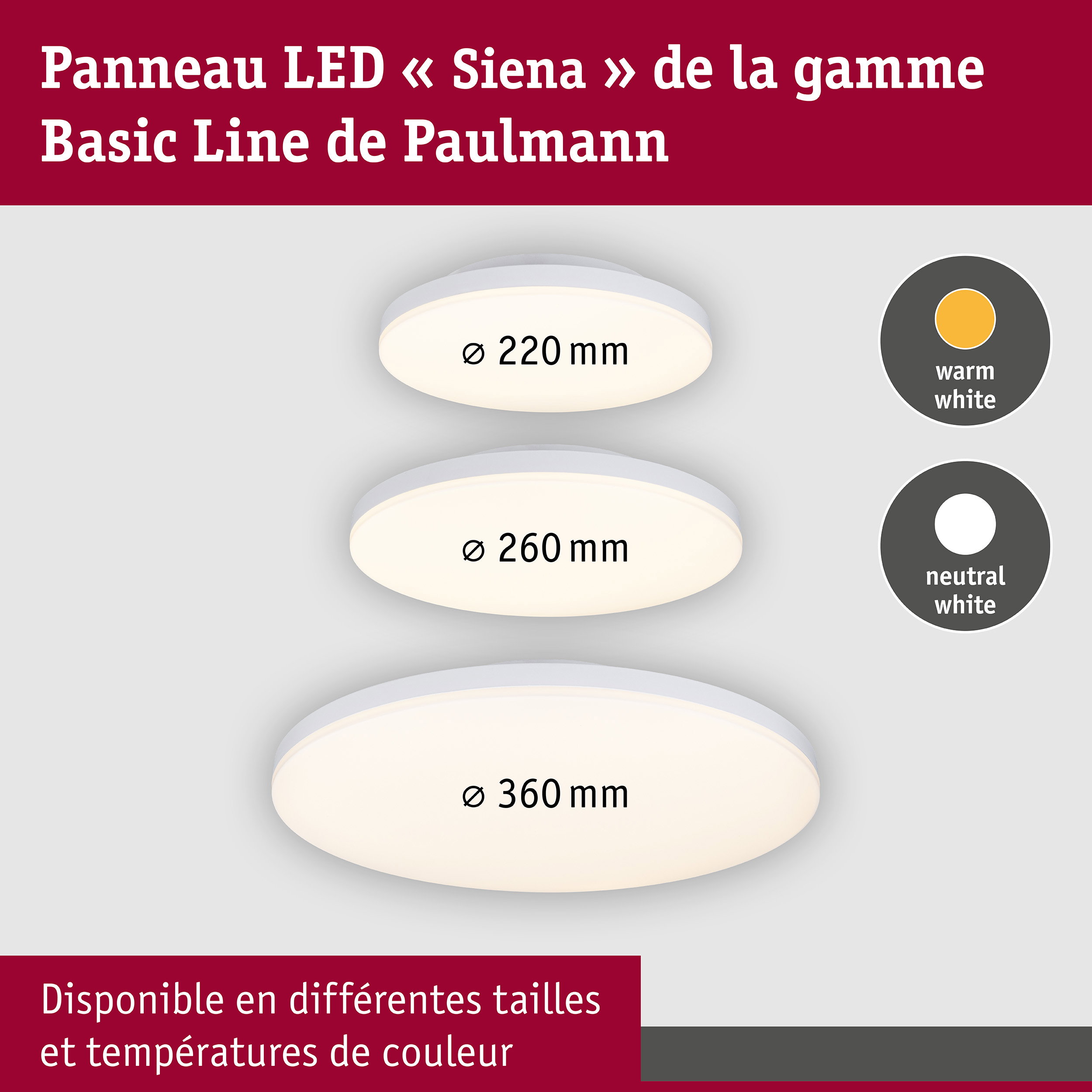 Plafonnier LED Siena 3000K 360mm 1700lm 230V 22W