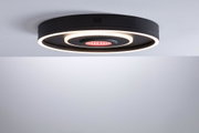 Schwarze LED-Deckenleuchte mit warmweißem Licht und rotem Akzent, modernes Design für Wohnräume