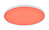 Round LED ceiling light with white frame and red illumination for modern interiors