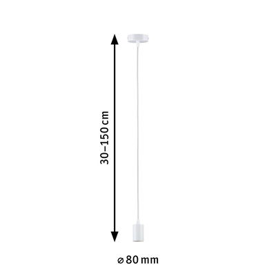 White plastic pendant cable 30-150 cm long with 80 mm diameter for LED lighting fixtures