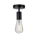Black metal ceiling light with exposed bulb for modern home lighting and interior design