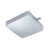 Vierkante plafondlamp van wit aluminium met afgeronde hoeken en modern minimalistisch ontwerp