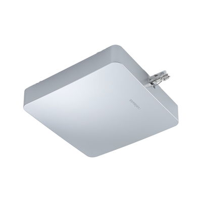 Vierkante plafondlamp van wit aluminium met afgeronde hoeken en modern minimalistisch ontwerp