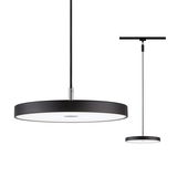 Suspension LED ronde noire avec diffuseur blanc pour éclairage intérieur moderne