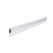 White aluminium profile with perforated edge for LED strip mounting and light guidance