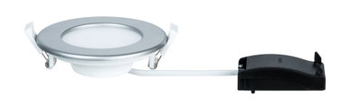 Rundes LED-Einbaupanel in Silber mit weißem Diffusor und schwarzem Treiber für energiesparende Beleuchtung