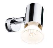 Modern wall spotlight in chrome metal with LED bulb for focused lighting in interiors