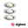 LED Recessed luminaire Smart Home Zigbee 3.0 Base Coin Basic Set Swivelling round 90mm 20° Coin 3x4,9W 3x420lm 230V dimmable RGBW+ Brushed iron Three round brushed aluminum recessed spotlights with colorful lens and Zigbee logo below