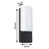 Schwarze Wandlampe mit weißem Kunststoffschirm, Maße 263x93x77 mm, moderne LED-Beleuchtung
