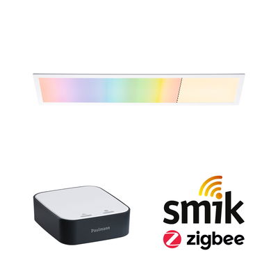 Plafonnier LED rectangulaire intelligent avec changement de couleur et boîtier de contrôle noir Zigbee
