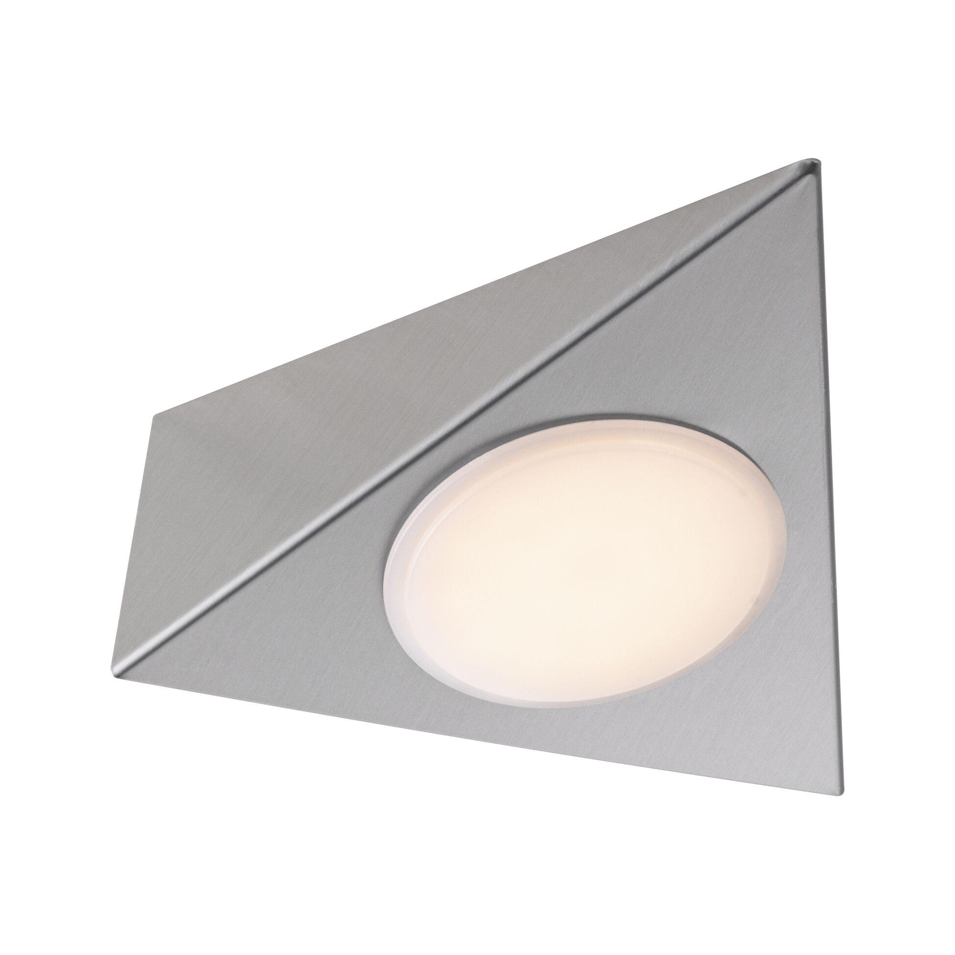 Driehoekige LED-inbouwlamp van geborsteld roestvrij staal met warm wit licht voor moderne interieurs